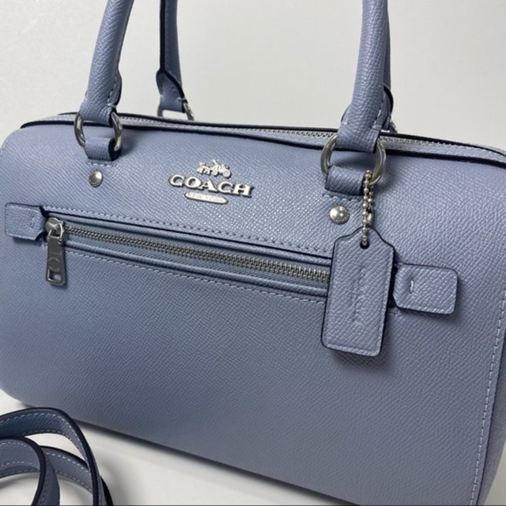 COACH Bag Rowan Satchel Handbag in Twilight Blue - Picture 3 of 11